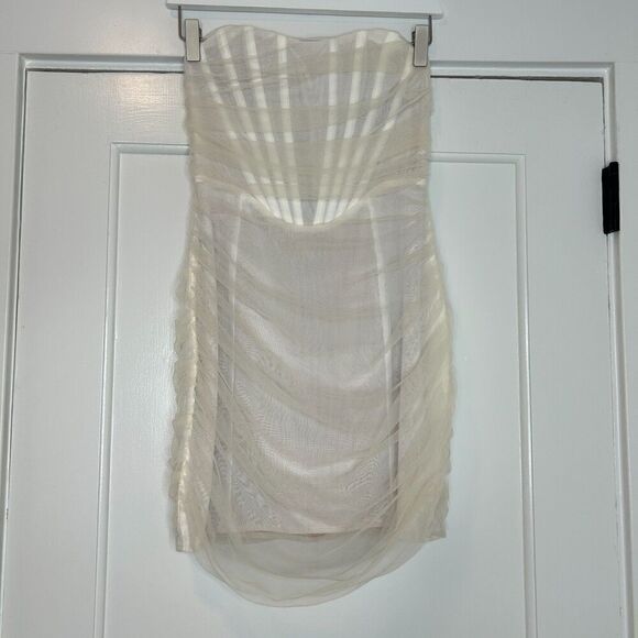 White Fox For The Night Mini Dress Size Small Bodycon White Ivory - Picture 4 of 12